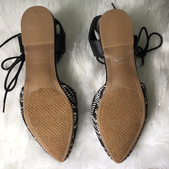 Rampage Black & White Ankle Lace Up Flat - Picture 4 of 6